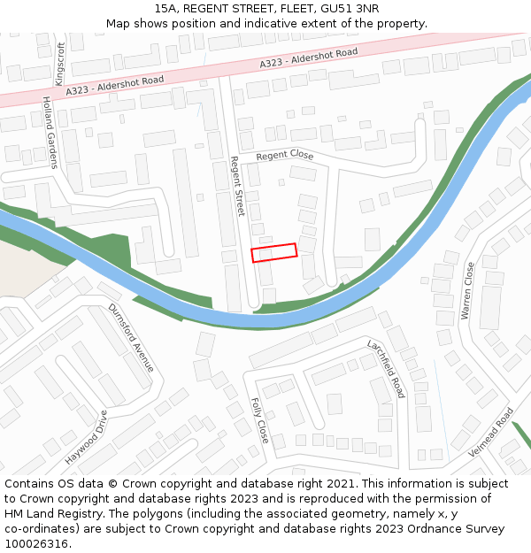 15A, REGENT STREET, FLEET, GU51 3NR: Location map and indicative extent of plot