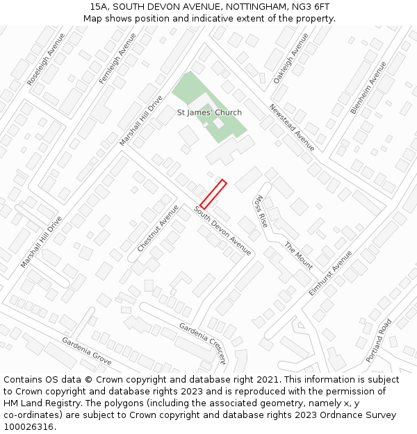 15A, SOUTH DEVON AVENUE, NOTTINGHAM, NG3 6FT: Location map and indicative extent of plot
