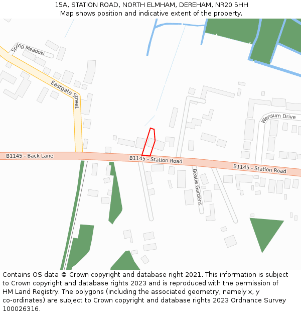 15A, STATION ROAD, NORTH ELMHAM, DEREHAM, NR20 5HH: Location map and indicative extent of plot