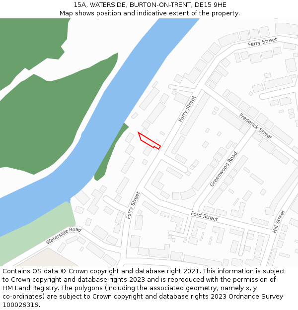 15A, WATERSIDE, BURTON-ON-TRENT, DE15 9HE: Location map and indicative extent of plot