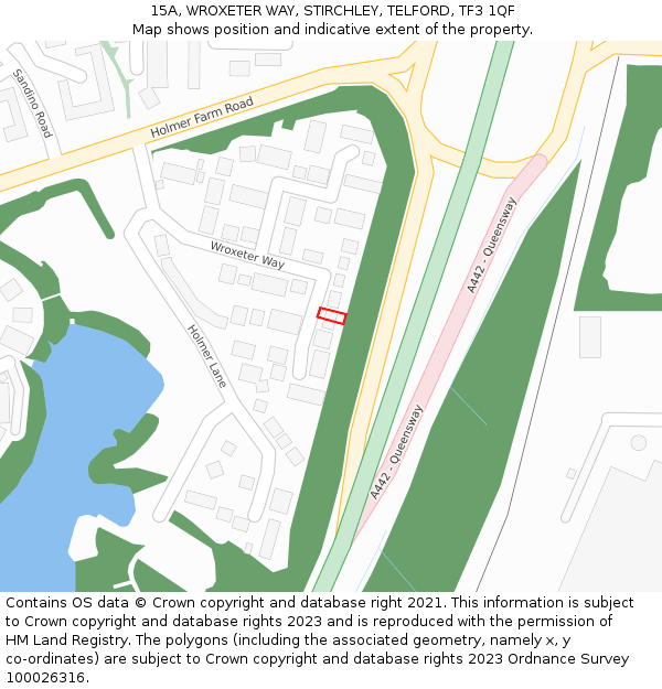 15A, WROXETER WAY, STIRCHLEY, TELFORD, TF3 1QF: Location map and indicative extent of plot