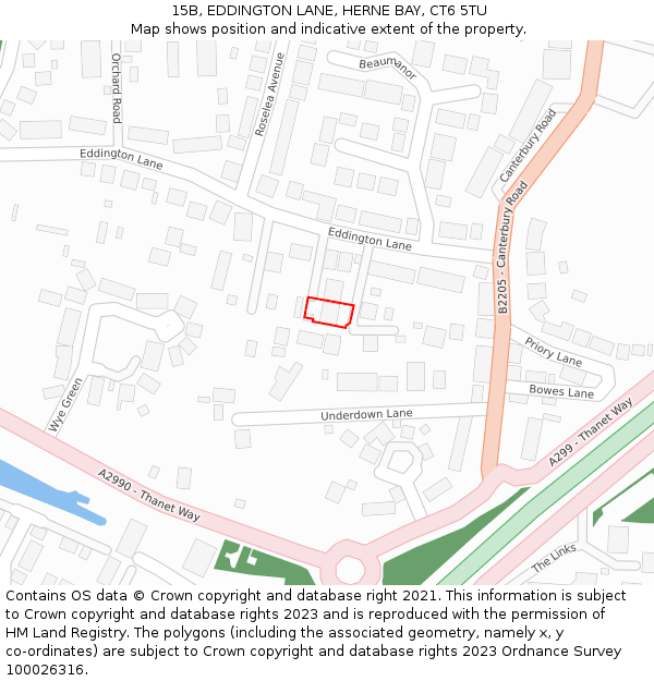 15B, EDDINGTON LANE, HERNE BAY, CT6 5TU: Location map and indicative extent of plot