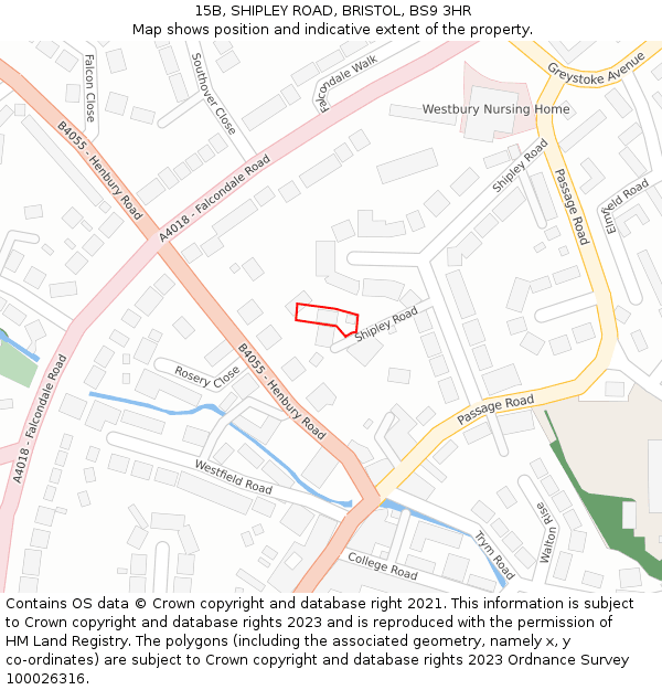 15B, SHIPLEY ROAD, BRISTOL, BS9 3HR: Location map and indicative extent of plot