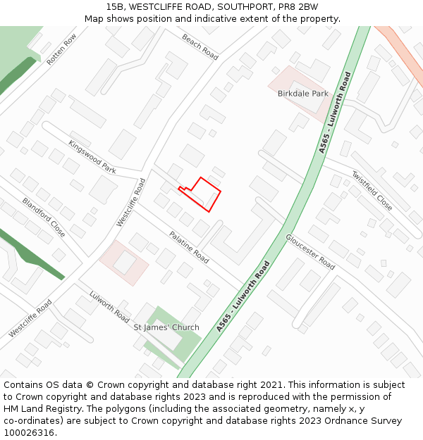 15B, WESTCLIFFE ROAD, SOUTHPORT, PR8 2BW: Location map and indicative extent of plot