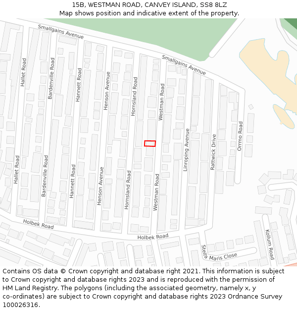 15B, WESTMAN ROAD, CANVEY ISLAND, SS8 8LZ: Location map and indicative extent of plot