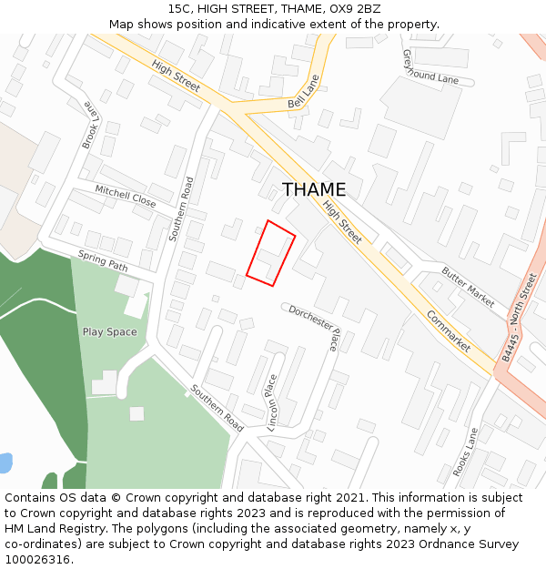 15C, HIGH STREET, THAME, OX9 2BZ: Location map and indicative extent of plot