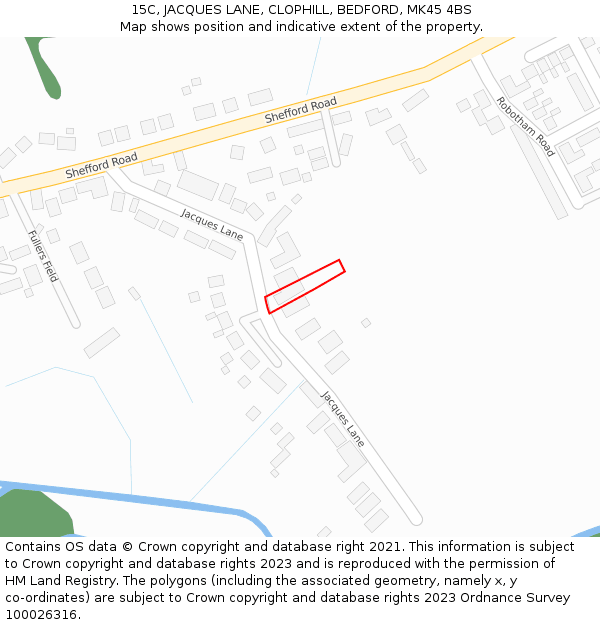15C, JACQUES LANE, CLOPHILL, BEDFORD, MK45 4BS: Location map and indicative extent of plot