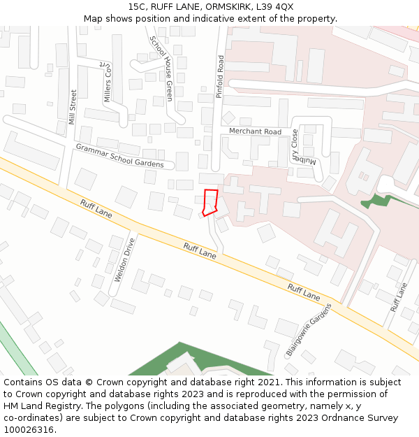15C, RUFF LANE, ORMSKIRK, L39 4QX: Location map and indicative extent of plot