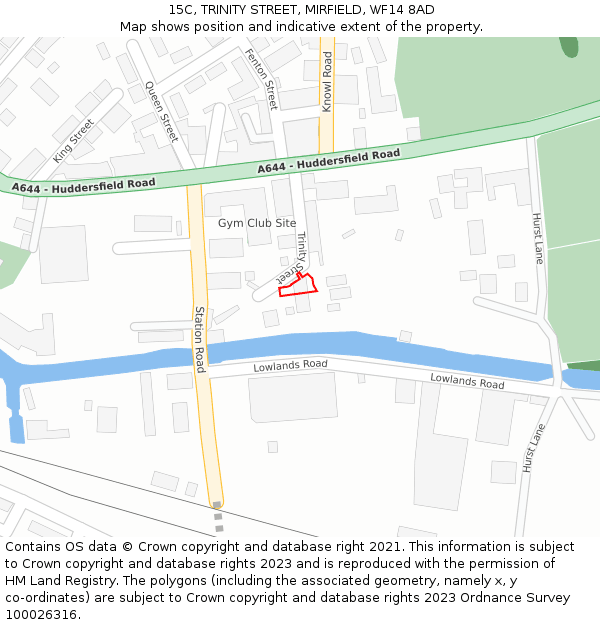 15C, TRINITY STREET, MIRFIELD, WF14 8AD: Location map and indicative extent of plot