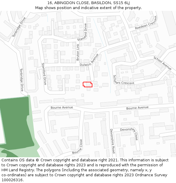 16, ABINGDON CLOSE, BASILDON, SS15 6LJ: Location map and indicative extent of plot