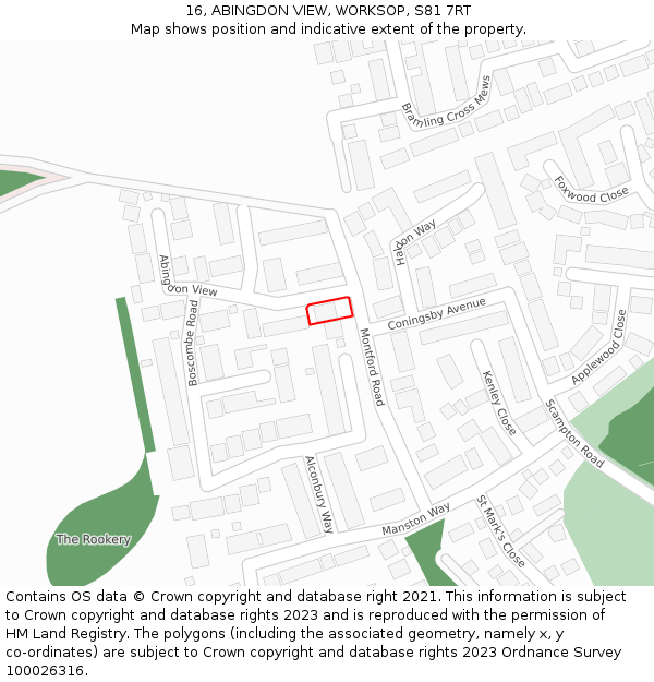 16, ABINGDON VIEW, WORKSOP, S81 7RT: Location map and indicative extent of plot