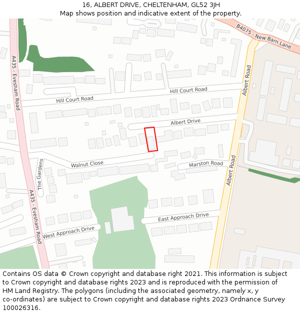 16, ALBERT DRIVE, CHELTENHAM, GL52 3JH: Location map and indicative extent of plot