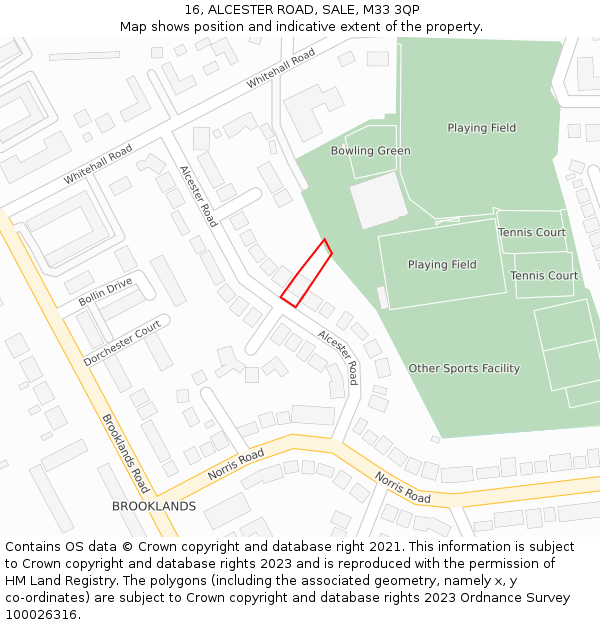 16, ALCESTER ROAD, SALE, M33 3QP: Location map and indicative extent of plot