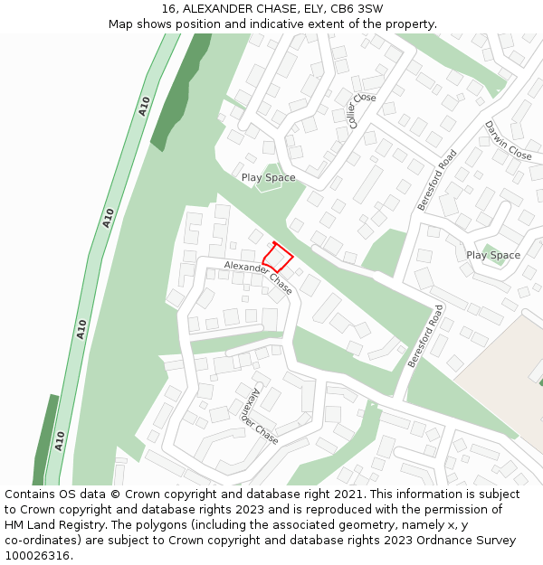 16, ALEXANDER CHASE, ELY, CB6 3SW: Location map and indicative extent of plot