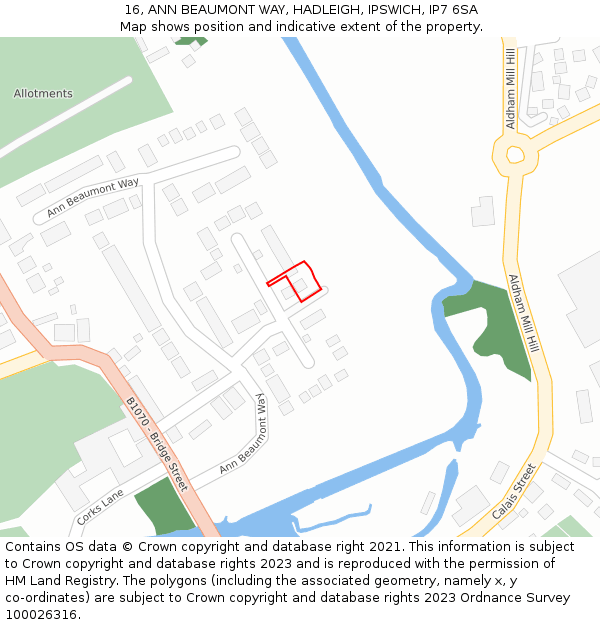 16, ANN BEAUMONT WAY, HADLEIGH, IPSWICH, IP7 6SA: Location map and indicative extent of plot