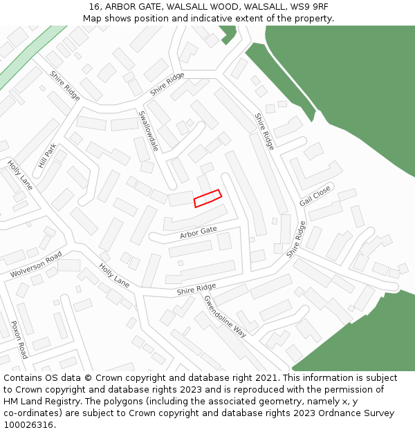 16, ARBOR GATE, WALSALL WOOD, WALSALL, WS9 9RF: Location map and indicative extent of plot