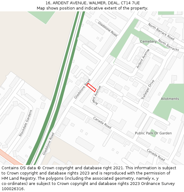 16, ARDENT AVENUE, WALMER, DEAL, CT14 7UE: Location map and indicative extent of plot