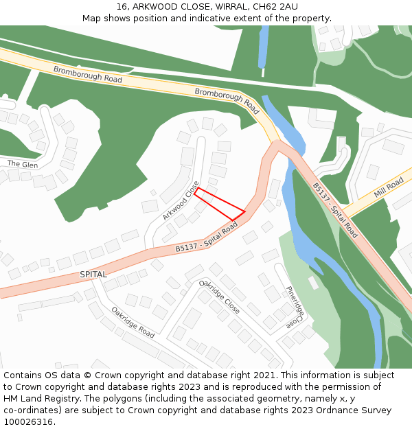 16, ARKWOOD CLOSE, WIRRAL, CH62 2AU: Location map and indicative extent of plot