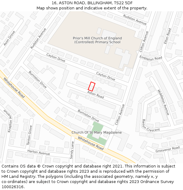 16, ASTON ROAD, BILLINGHAM, TS22 5DF: Location map and indicative extent of plot