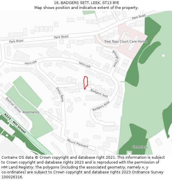 16, BADGERS SETT, LEEK, ST13 8YE: Location map and indicative extent of plot