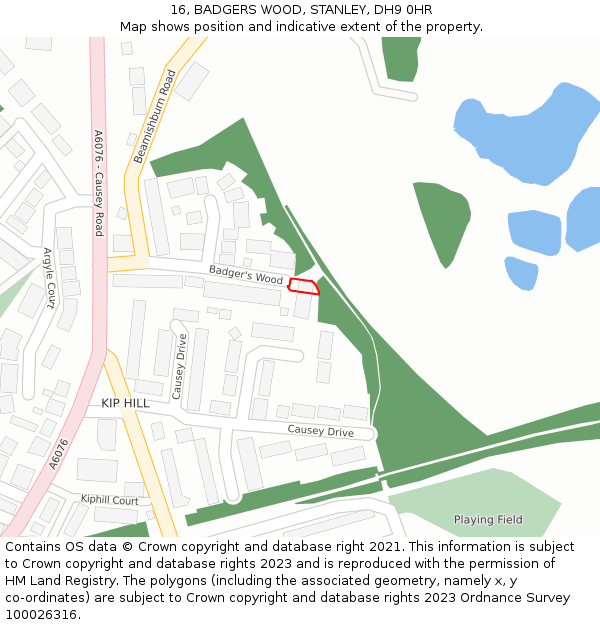 16, BADGERS WOOD, STANLEY, DH9 0HR: Location map and indicative extent of plot