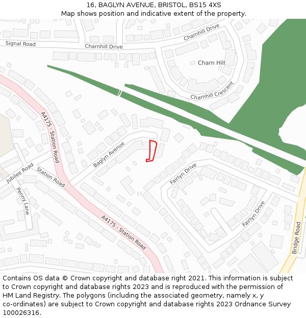 16, BAGLYN AVENUE, BRISTOL, BS15 4XS: Location map and indicative extent of plot