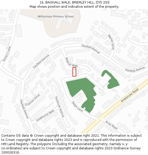 16, BAGNALL WALK, BRIERLEY HILL, DY5 2SS: Location map and indicative extent of plot