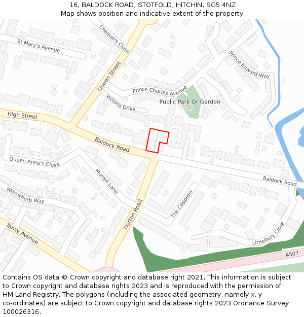 16, BALDOCK ROAD, STOTFOLD, HITCHIN, SG5 4NZ: Location map and indicative extent of plot