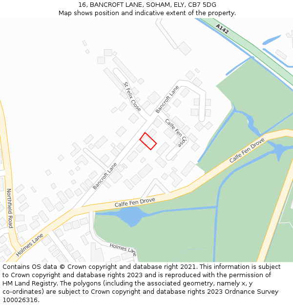 16, BANCROFT LANE, SOHAM, ELY, CB7 5DG: Location map and indicative extent of plot