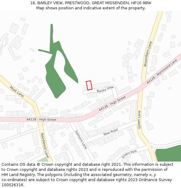 16, BARLEY VIEW, PRESTWOOD, GREAT MISSENDEN, HP16 9BW: Location map and indicative extent of plot