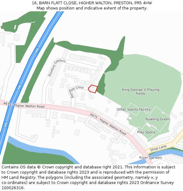 16, BARN FLATT CLOSE, HIGHER WALTON, PRESTON, PR5 4HW: Location map and indicative extent of plot