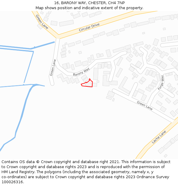 16, BARONY WAY, CHESTER, CH4 7NP: Location map and indicative extent of plot