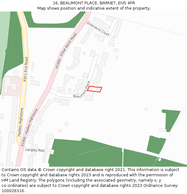 16, BEAUMONT PLACE, BARNET, EN5 4PR: Location map and indicative extent of plot