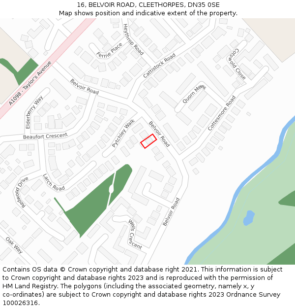 16, BELVOIR ROAD, CLEETHORPES, DN35 0SE: Location map and indicative extent of plot