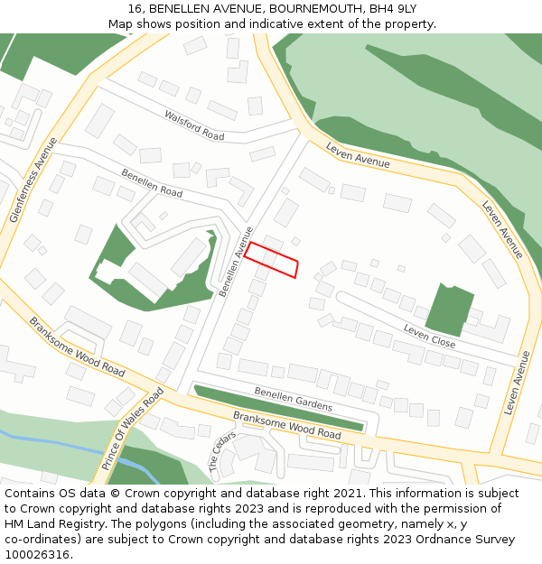 16, BENELLEN AVENUE, BOURNEMOUTH, BH4 9LY: Location map and indicative extent of plot