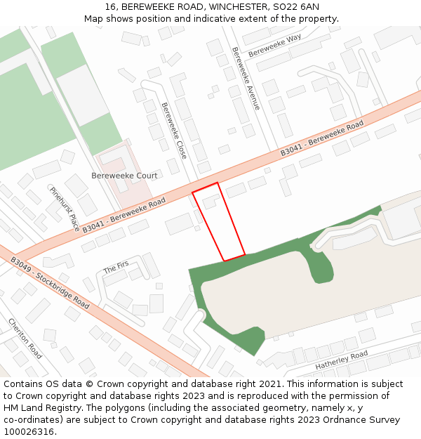 16, BEREWEEKE ROAD, WINCHESTER, SO22 6AN: Location map and indicative extent of plot