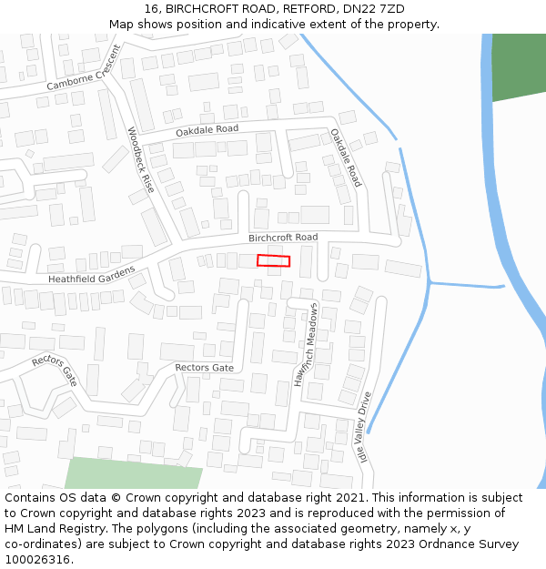 16, BIRCHCROFT ROAD, RETFORD, DN22 7ZD: Location map and indicative extent of plot