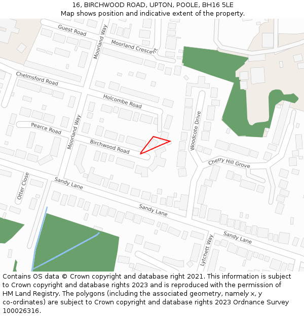 16, BIRCHWOOD ROAD, UPTON, POOLE, BH16 5LE: Location map and indicative extent of plot