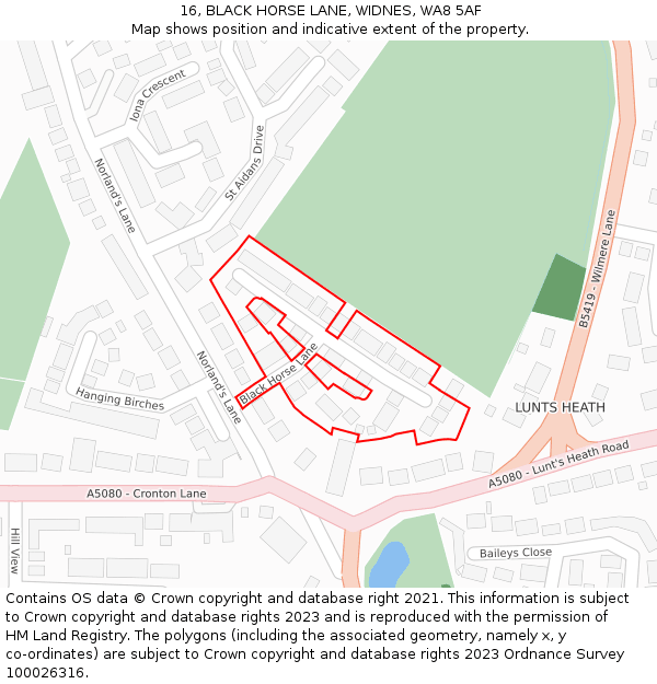 16, BLACK HORSE LANE, WIDNES, WA8 5AF: Location map and indicative extent of plot