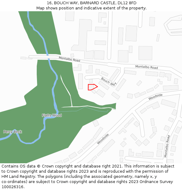 16, BOUCH WAY, BARNARD CASTLE, DL12 8FD: Location map and indicative extent of plot