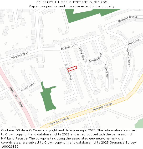 16, BRAMSHILL RISE, CHESTERFIELD, S40 2DG: Location map and indicative extent of plot