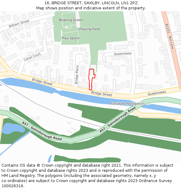 16, BRIDGE STREET, SAXILBY, LINCOLN, LN1 2PZ: Location map and indicative extent of plot