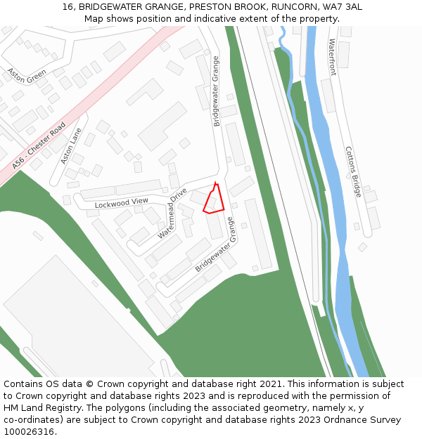 16, BRIDGEWATER GRANGE, PRESTON BROOK, RUNCORN, WA7 3AL: Location map and indicative extent of plot