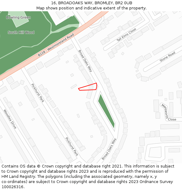 16, BROADOAKS WAY, BROMLEY, BR2 0UB: Location map and indicative extent of plot