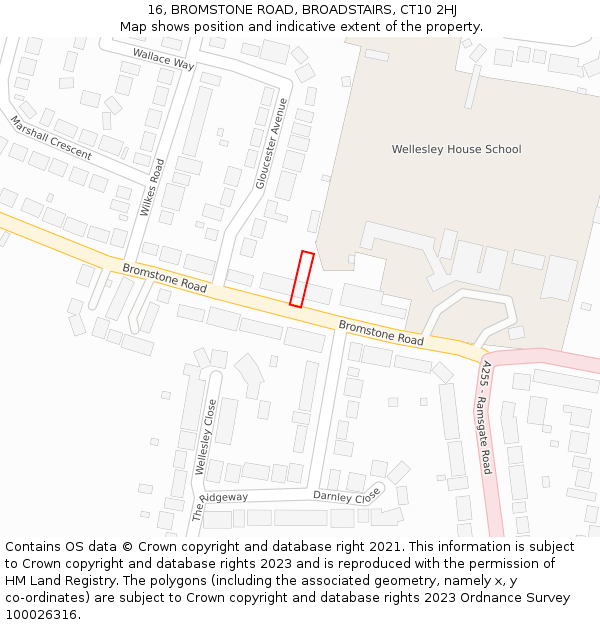 16, BROMSTONE ROAD, BROADSTAIRS, CT10 2HJ: Location map and indicative extent of plot