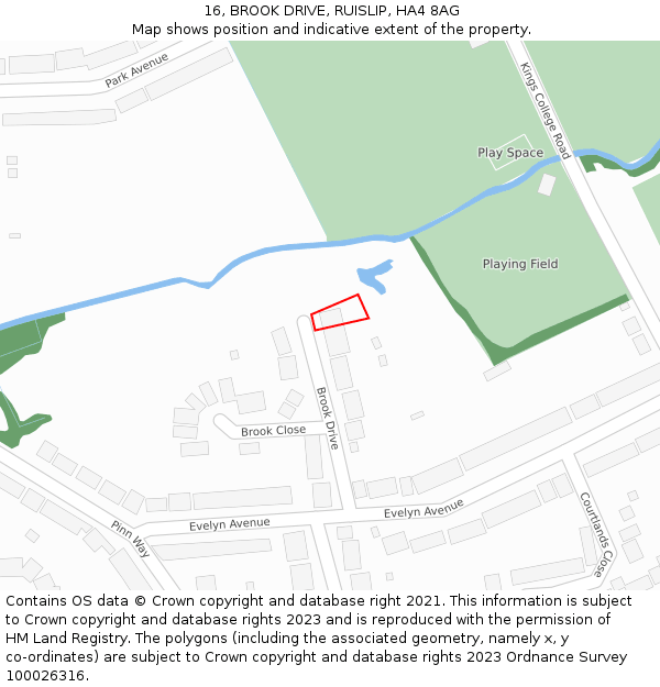 16, BROOK DRIVE, RUISLIP, HA4 8AG: Location map and indicative extent of plot