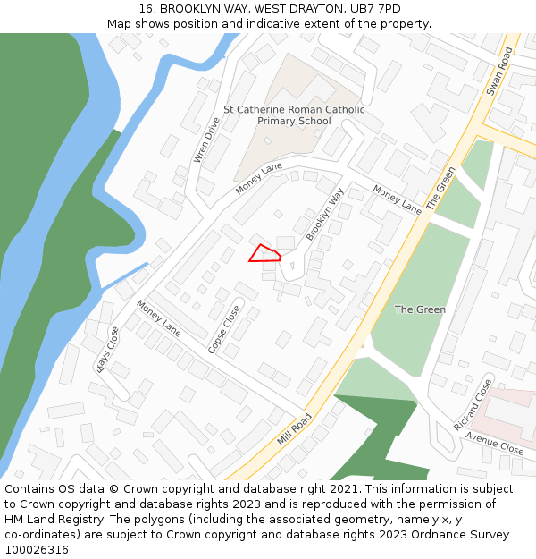 16, BROOKLYN WAY, WEST DRAYTON, UB7 7PD: Location map and indicative extent of plot