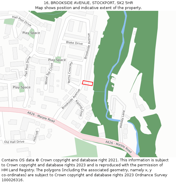 16, BROOKSIDE AVENUE, STOCKPORT, SK2 5HR: Location map and indicative extent of plot