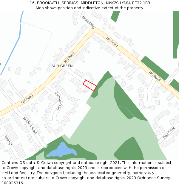 16, BROOKWELL SPRINGS, MIDDLETON, KING'S LYNN, PE32 1RR: Location map and indicative extent of plot