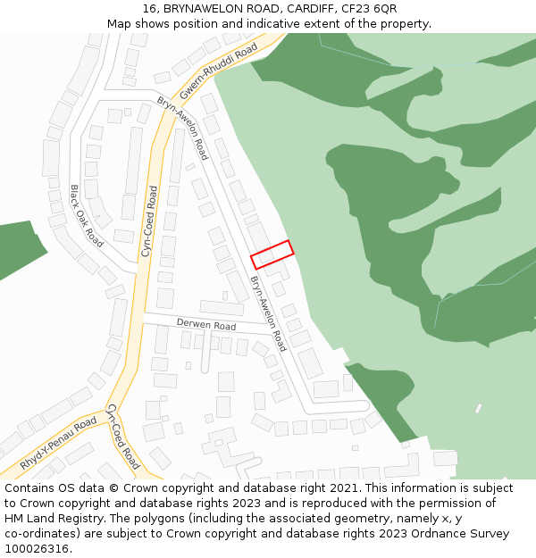 16, BRYNAWELON ROAD, CARDIFF, CF23 6QR: Location map and indicative extent of plot